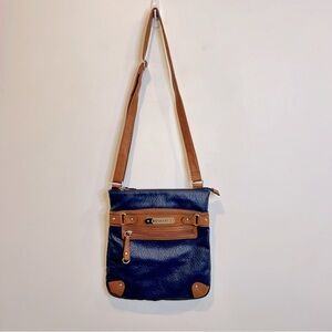 Rosetti Vegan Leather Faux Leather Crossbody Bag Navy Blue Brown